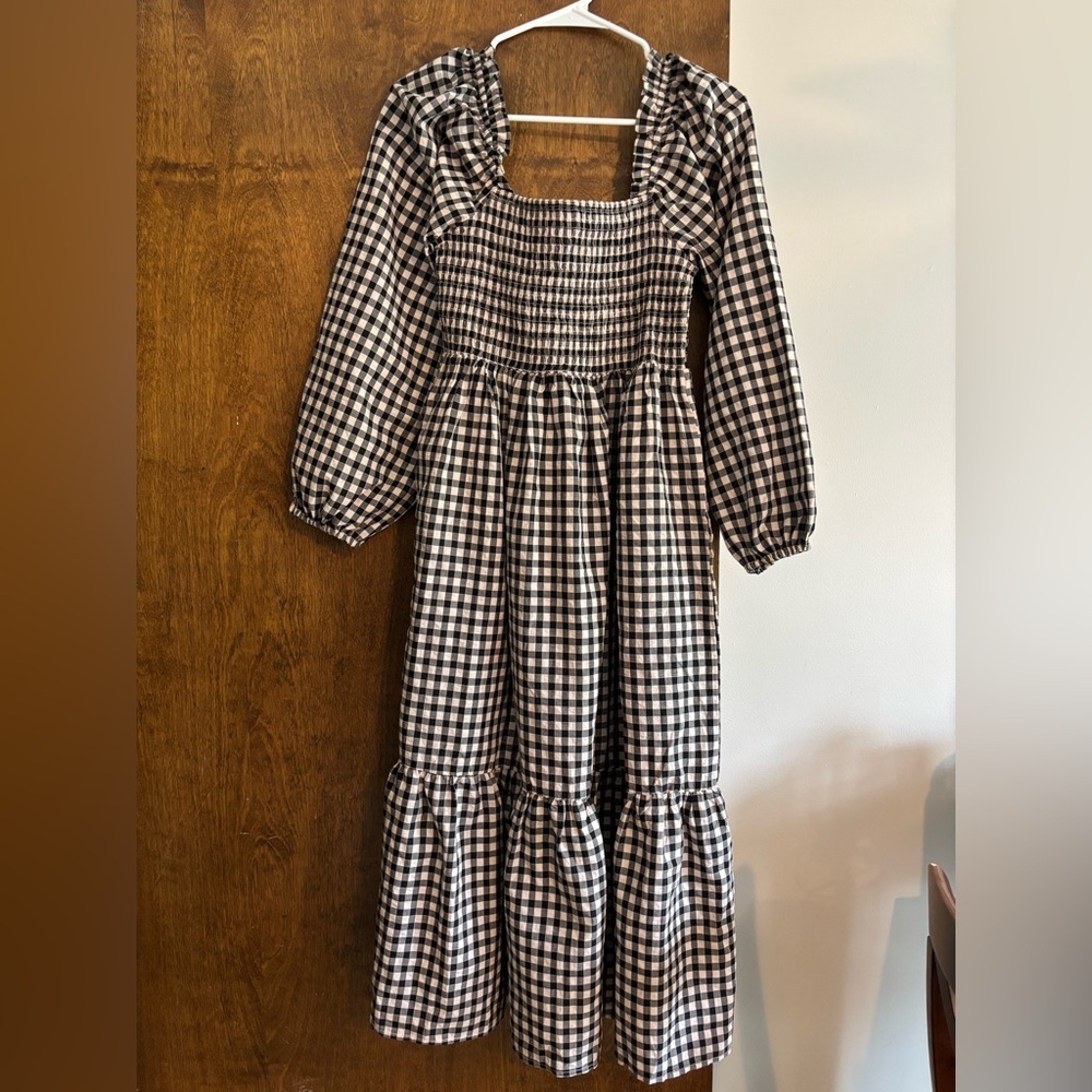 Gingham Checkered Long Sleeve Dress